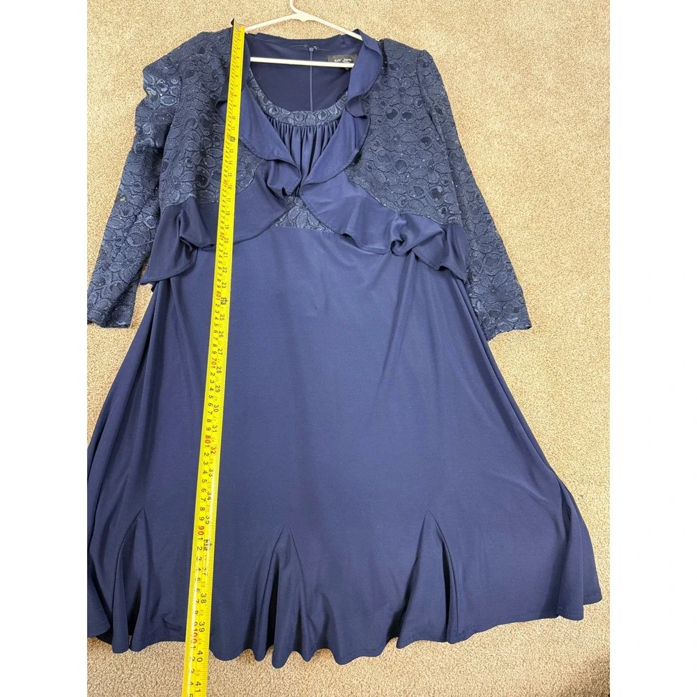 R&M Richards Womens Navy Blue Lace Dress Bolero Jacket 16 Mother of the Bride XL